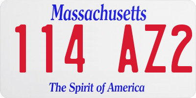MA license plate 114AZ2