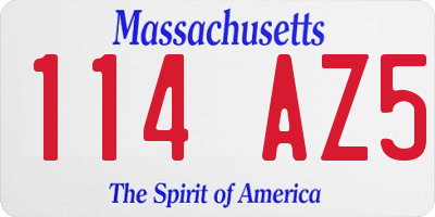 MA license plate 114AZ5