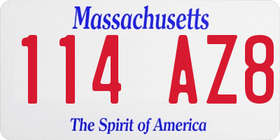 MA license plate 114AZ8