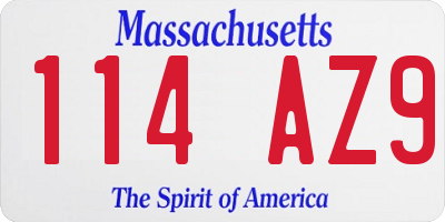 MA license plate 114AZ9