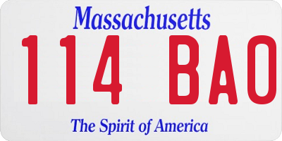 MA license plate 114BA0