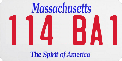 MA license plate 114BA1