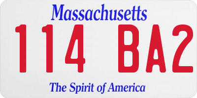MA license plate 114BA2
