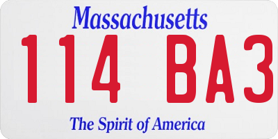 MA license plate 114BA3