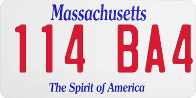 MA license plate 114BA4