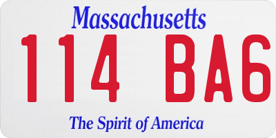 MA license plate 114BA6