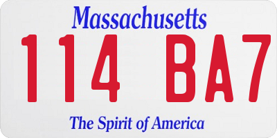 MA license plate 114BA7