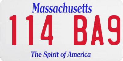 MA license plate 114BA9