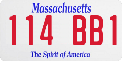 MA license plate 114BB1