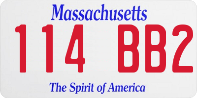 MA license plate 114BB2