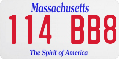 MA license plate 114BB8