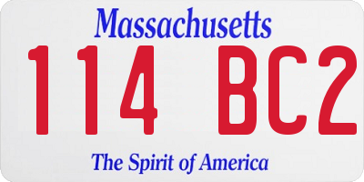 MA license plate 114BC2