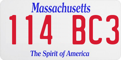 MA license plate 114BC3