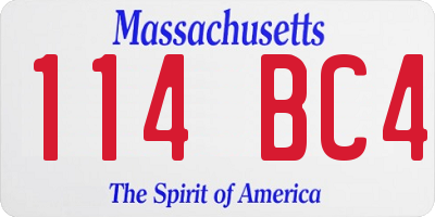 MA license plate 114BC4