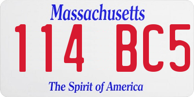 MA license plate 114BC5