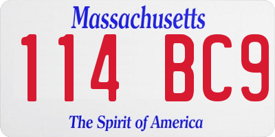 MA license plate 114BC9