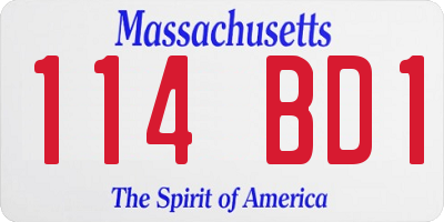 MA license plate 114BD1