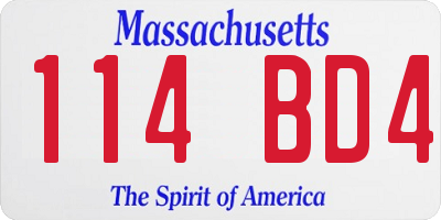 MA license plate 114BD4