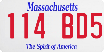 MA license plate 114BD5