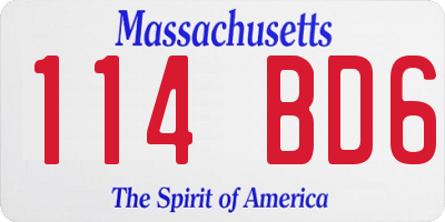 MA license plate 114BD6