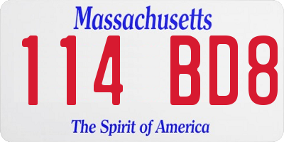 MA license plate 114BD8