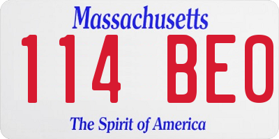 MA license plate 114BE0