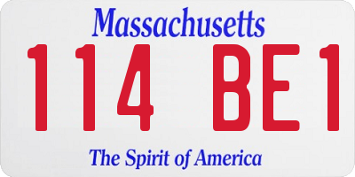 MA license plate 114BE1