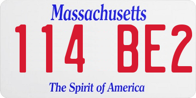 MA license plate 114BE2
