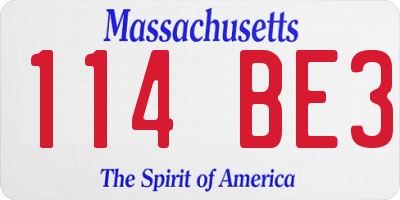 MA license plate 114BE3