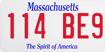 MA license plate 114BE9