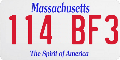 MA license plate 114BF3
