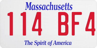 MA license plate 114BF4