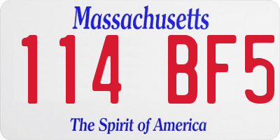 MA license plate 114BF5
