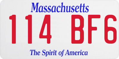 MA license plate 114BF6