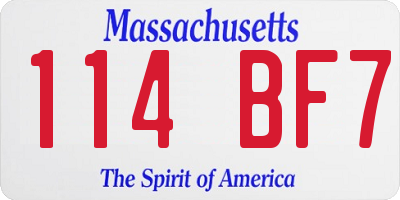 MA license plate 114BF7