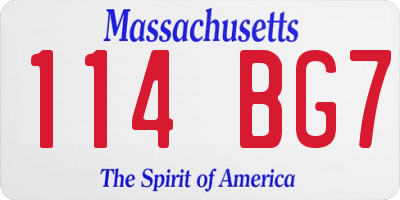 MA license plate 114BG7