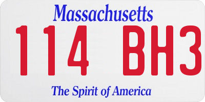 MA license plate 114BH3