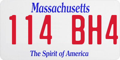 MA license plate 114BH4