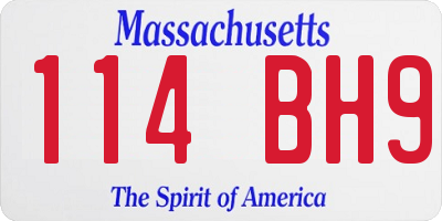 MA license plate 114BH9