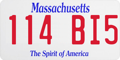 MA license plate 114BI5