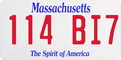MA license plate 114BI7