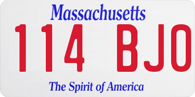 MA license plate 114BJ0