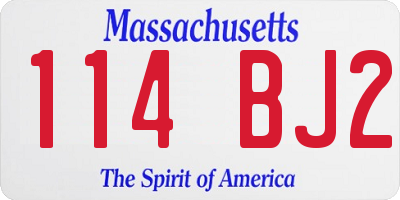 MA license plate 114BJ2