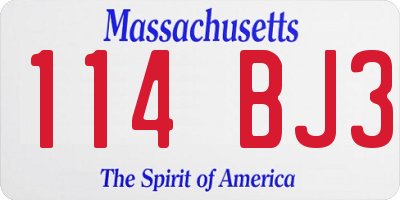 MA license plate 114BJ3