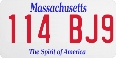 MA license plate 114BJ9