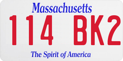 MA license plate 114BK2