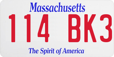 MA license plate 114BK3