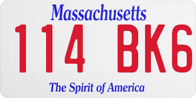 MA license plate 114BK6