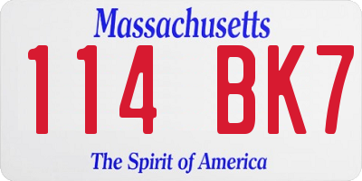 MA license plate 114BK7