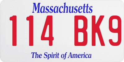 MA license plate 114BK9